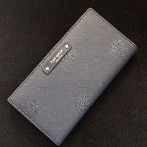 Kate Spade Haven Lane Blue Glitter dot stacy Wallet